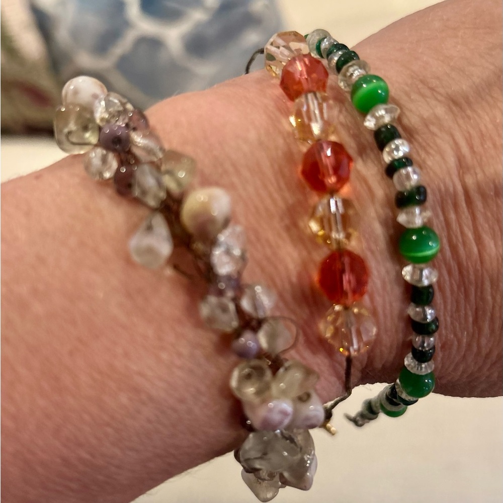3 unmatched Multicolor Beaded Bracelet Set